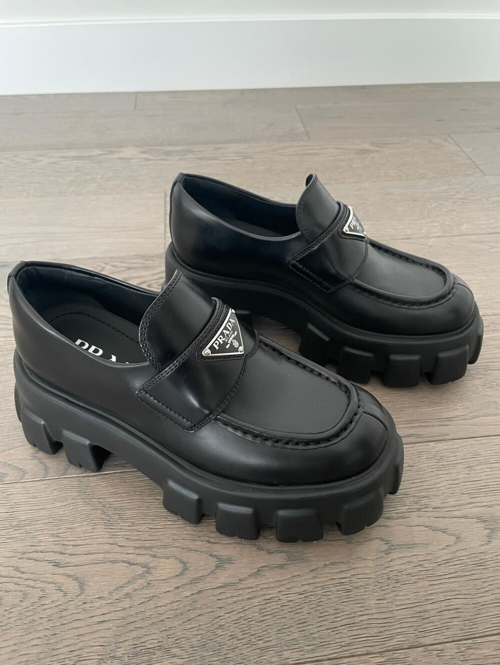 Authentic Prada Monolith Leather Loafers
